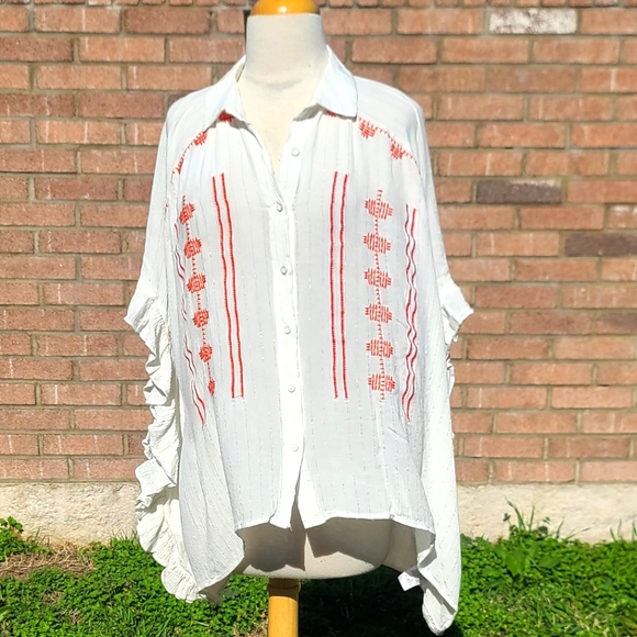 Daniel Rainn boho poncho blouse - Picture 1 of 8